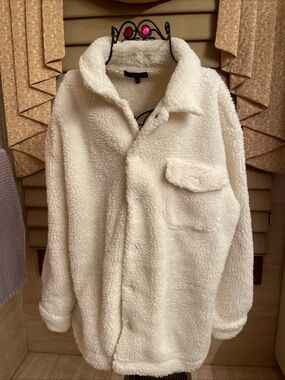 NWT No Boundaries Ivory Sherpa Snap Button Front Fall Jacket Outdoor Sz XL